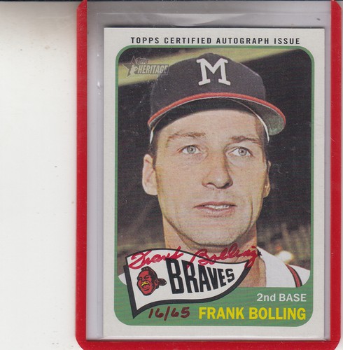 2014 TOPPS HERITAGE FRANK BOLLING "MILWAUKEE BRAVES/RED INK /65" AUTOGRAPH AUTO - 第 1/1 張圖片