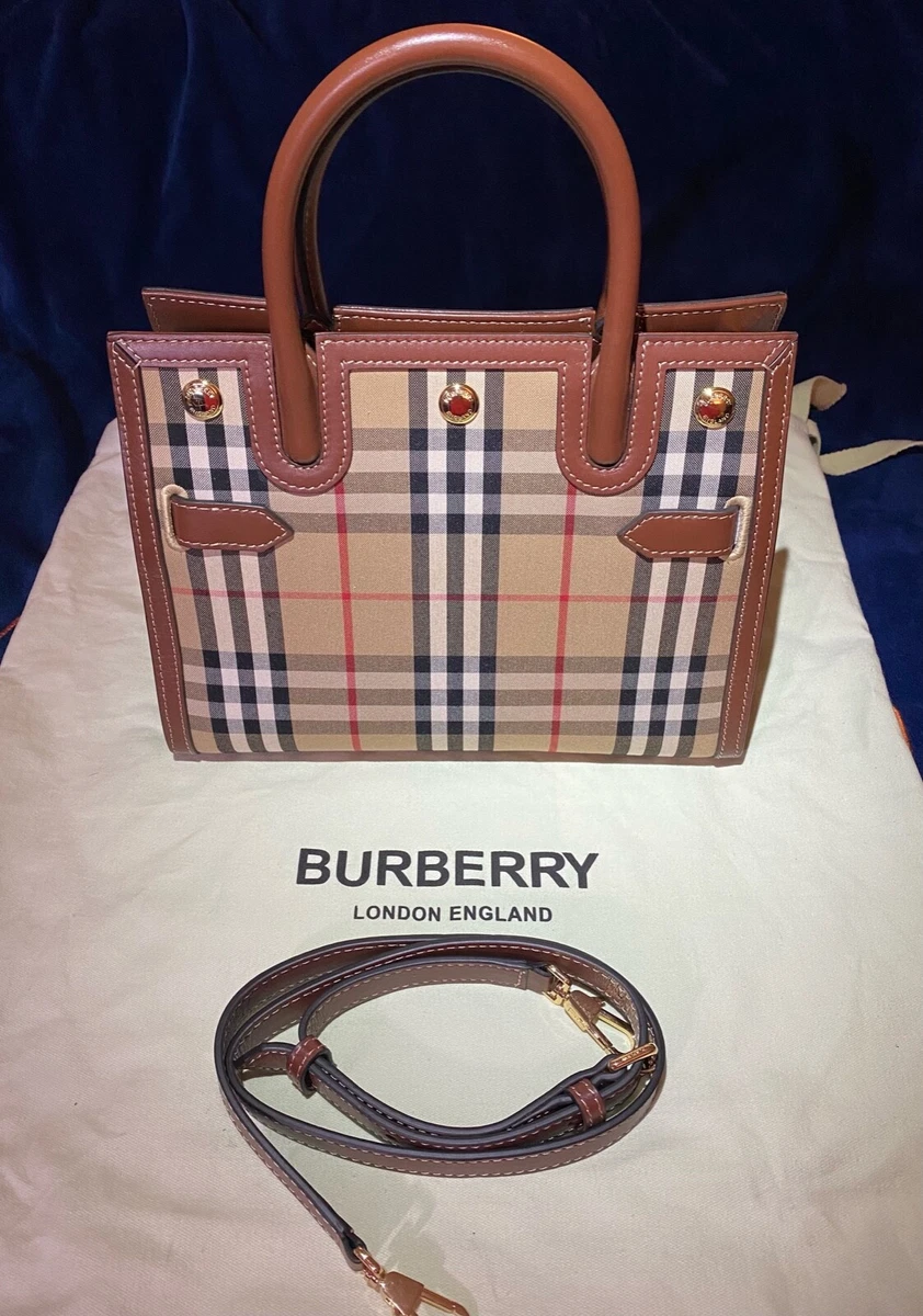 100 Authentic Burberry Mini Vintage Check Two handle Title Bag B