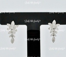 Orecchini pendenti in oro bianco massiccio 18 kt con diamanti naturali elegante ct 0,87