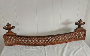 Antique Victorian Cast Iron Fireplace Fender Hearth Surround Urns