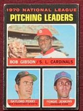 1971 Topps, NL Pitchngi Leaders, #70, Gibson, Perry, Jenkins, HOF, VG+, FS