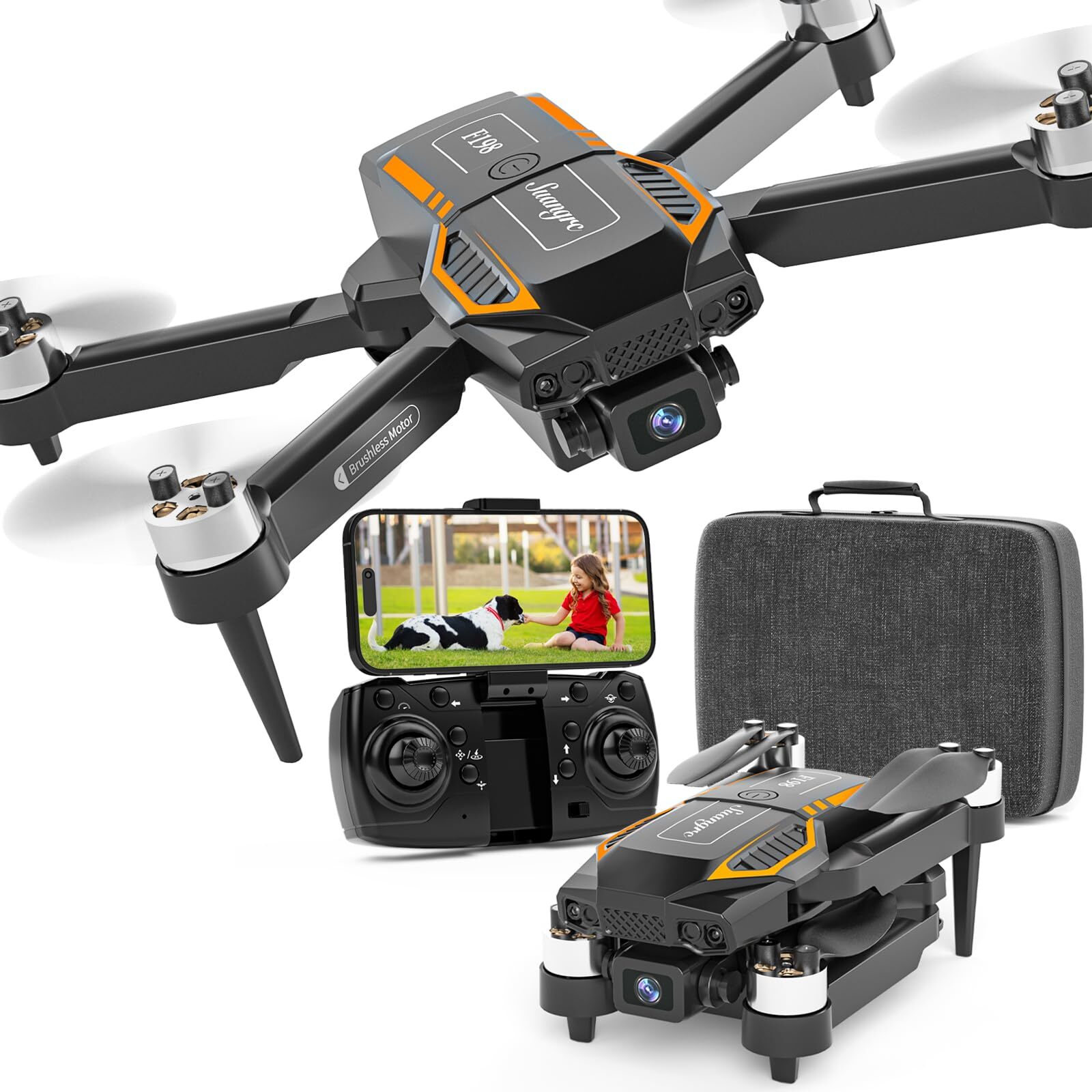 F198 Drone with Camera 720P HD, 90° Adjustable Lens, Foldable FPV Drone for A...