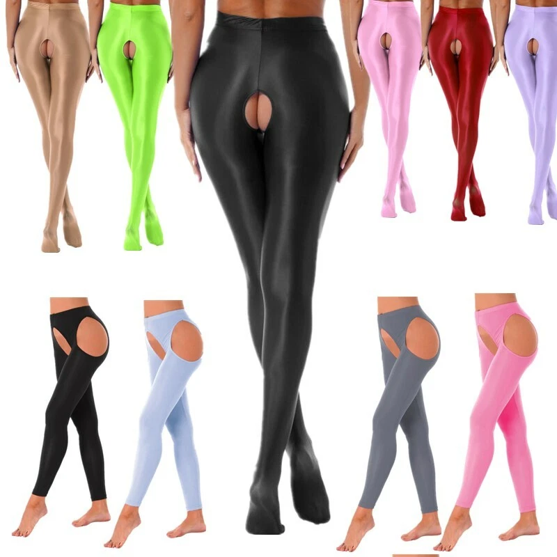 Women Sexy Crotchless Long Pants Ope Butt Leggings Trousers