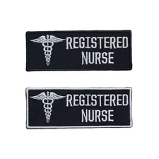 Emergency Physician Caduceus Embroidered Medical Name Tag Iron on Patch 4"x1.5