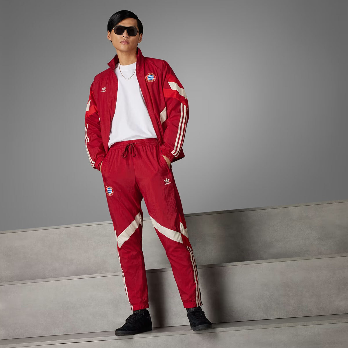 ★adidas★ FC Bayern Originals Track Pants Red IS6512 Adidas FC BAYERN MUNICH ORIGINALS TRACK PANTS IS6512 RED