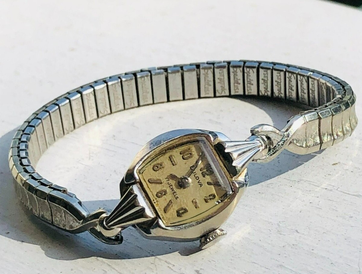 Vintage M1 1961 Bulova Women's Swiss Art Deco 10K RGP Bezel Wind