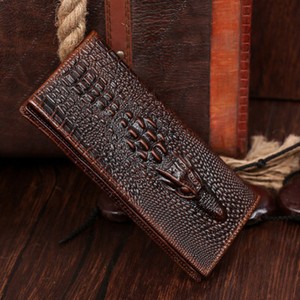 100% Cuero Genuino Cocodrilo Patrón Para Hombre clutch bag cartera de  negocios de moda | eBay