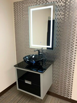 Modern 24''Bathroom Vanity silver/black+LED Mirror+cntr.Top+ sink+faucet DAN24Lux
