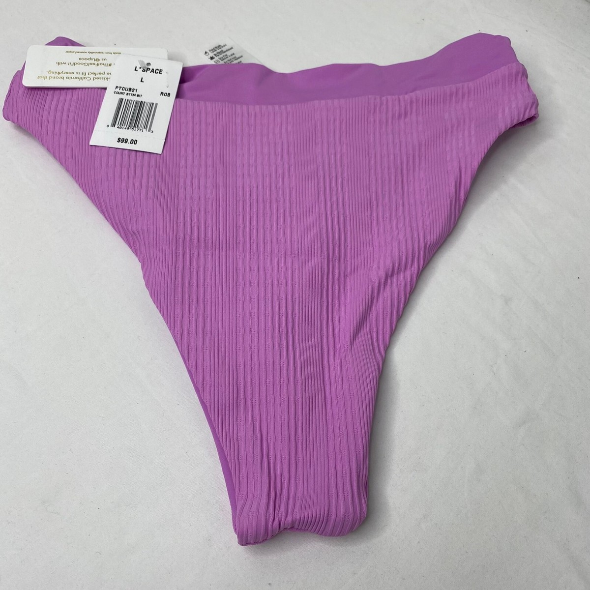 その他 L L*Space Women's $99 Pointelle Rib Court Bikini Swim Bottom Pink