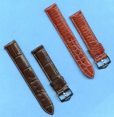18mm Originale Coccodrillo MB Cinturino Pelle Foderato Marrone