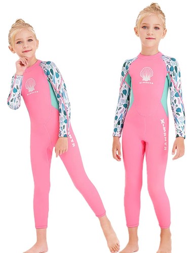 Girls Swimsuit 2.5MM Neoprene Thick Warm Wetsuit Long Sleeve Diving Surf Suit - Picture 10 of 12