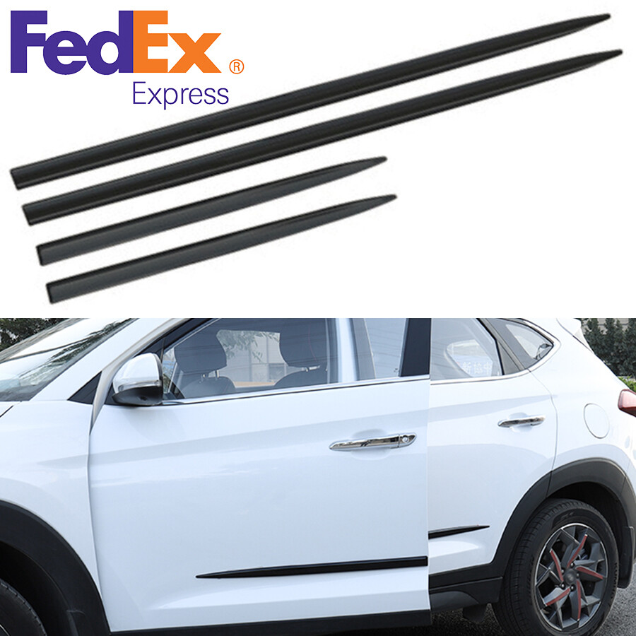 4 Pcs Car Glossy Black Plastic Side Skirt Door Line Sill Decoration Trim Cover