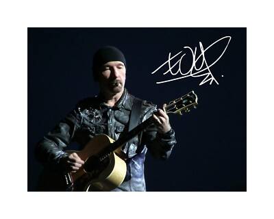 Ｕ２ サイン ユーツー ボノ エッジ 直筆 パンフレット U2 The Edge 8x10 Signed photo print Bono alternative rock concert