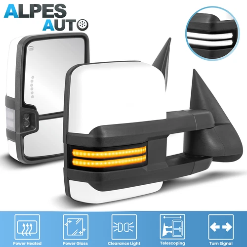 2PCS Switchback White Painted Tow Mirrors For 2003-2006 Silverado Escalade Yukon