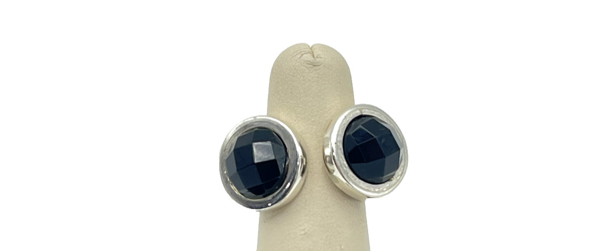 950 Silver Split Onyx Ring Size 7 - image 1