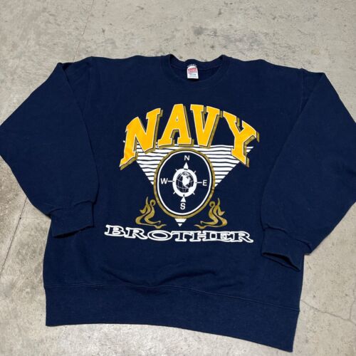 Vintage Navy Brotherhood Sweatshirt Adult Medium Navy Blue Crewneck US Military - Picture 2 of 4