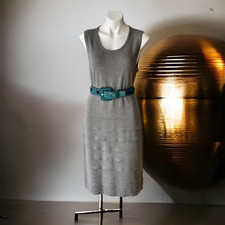 Calvin Klein Sweater Dress With Tiered Ruffle Trim Gray Women's Large NEW