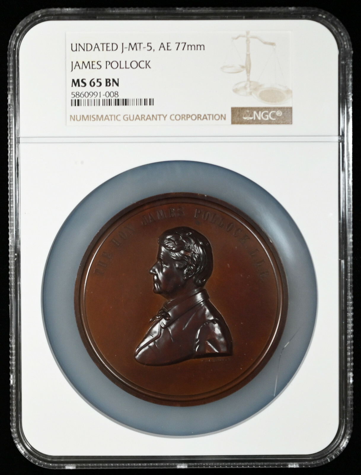 UNDATED JAMES POLLOCK (MINT DIRECTOR) BRONZE MEDAL NGC MS65 BN JULIAN