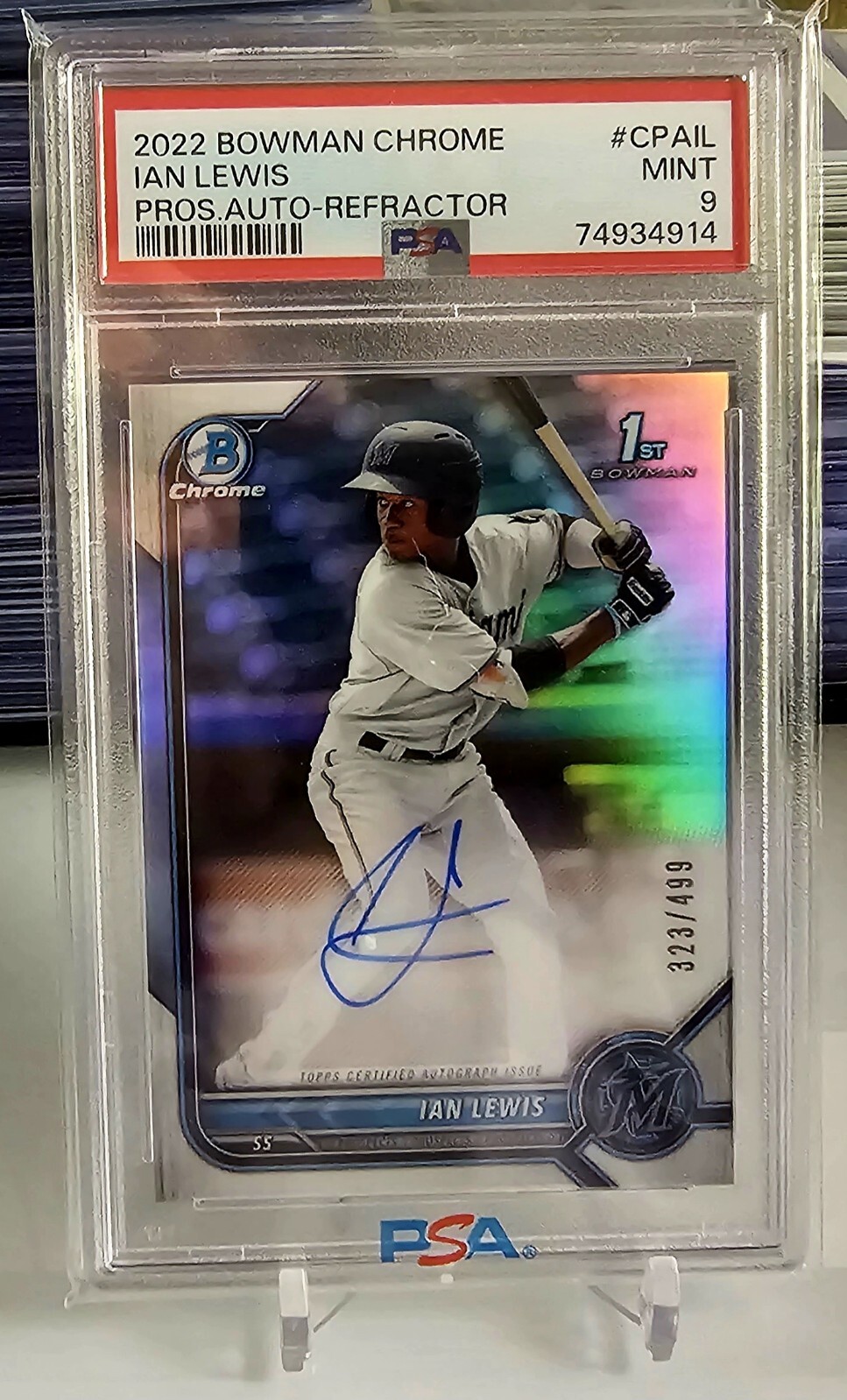 2022 Bowman Chrome #CPAIL Ian Lewis Prospect Auto Refractor /499 PSA 9 MINT