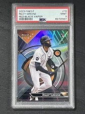 Riley Greene RC 2023 Topps Finest Red/Black Vapor Parallel /10 Tigers MINT PSA 9