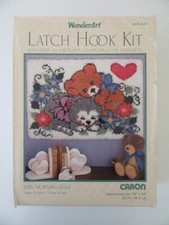 Wonder Art Latch Hook Rug Kit 4381 "Baby Morning Light" Cat Kitten Bear 24"x34"