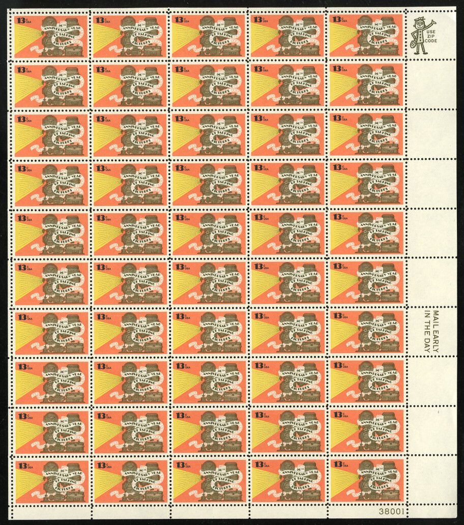 ささっき US #1727 13¢ Talking Pictures Sheet of 50 VF, small gum
