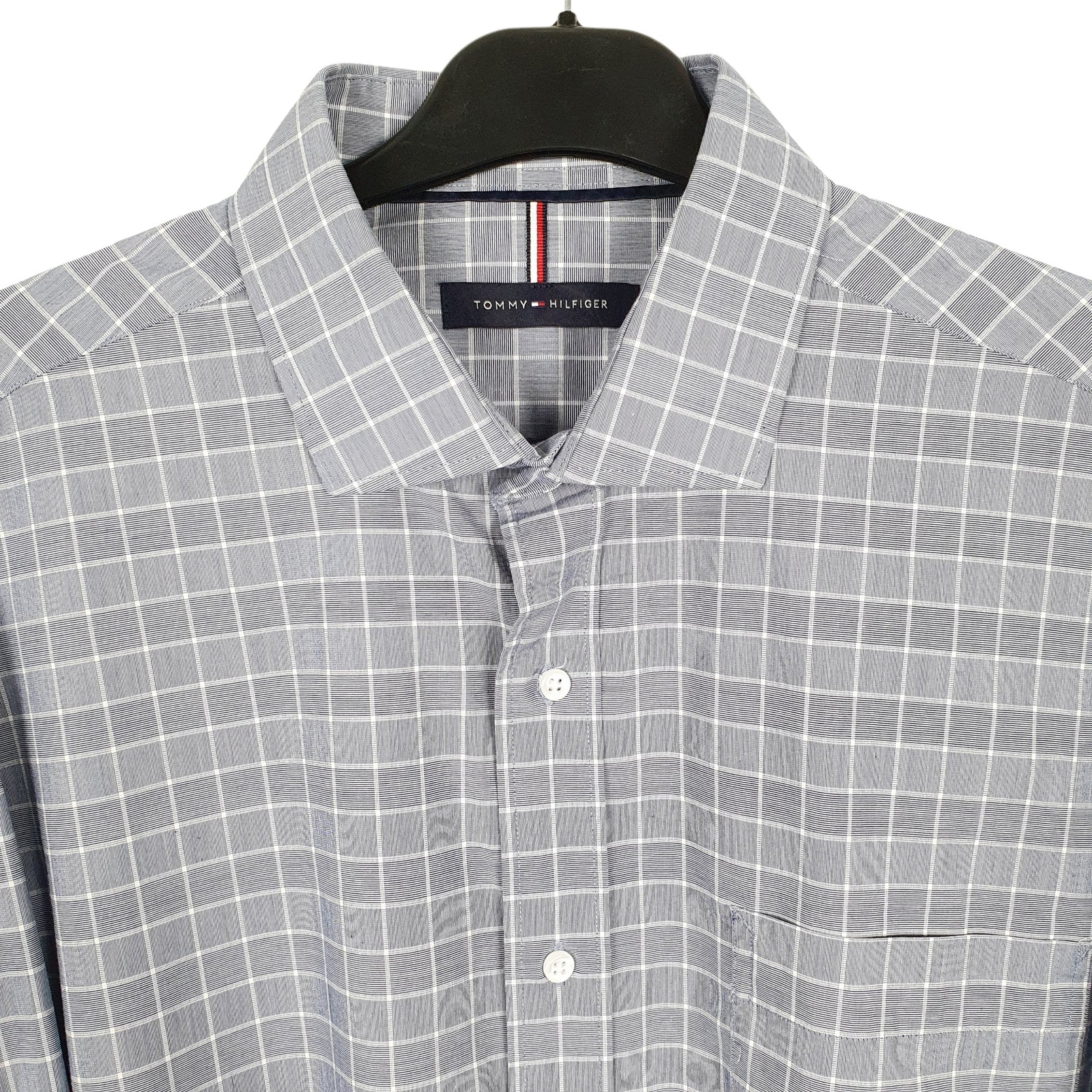 TOMMY HILFIGER Blue Check Shirt Long Sleeve Casual Mens L image 2