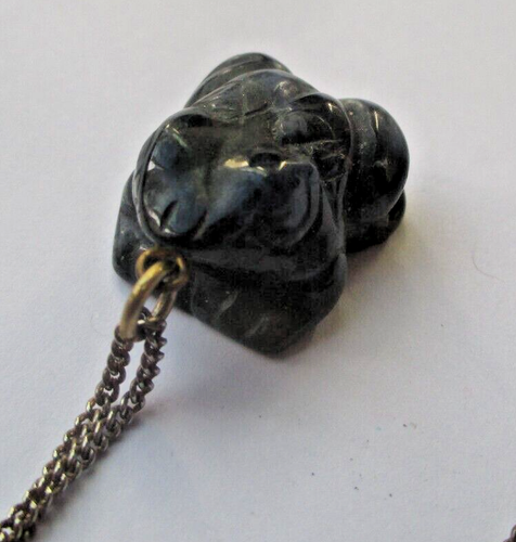 Pendentif Vintage Dauphin Avec Pierre Naturelle Originale - Bijou Ancien Avec Chaîne, Occasion