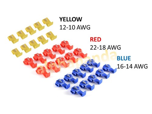100x Quick Wire Splice Connector Assortment No Strip Wiring Connections 22-10AWG - Picture 3 of 9