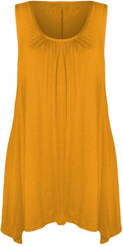 Lange TUNIKA WESTE Damen-T-Shirt mit Hankey Saum ärmellosem Schaufelausschnitt bedruckt TOP 8-26 - Bild 11 von 22