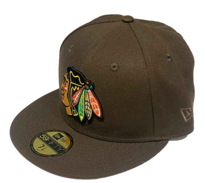 Men's New Era Brown Chicago Blackhawks NHL Hockey Custom 59FIFTY Fitted Hat - Image 3 of 4