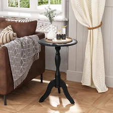 round Small End Table, Wooden Pedestal Side Coffee Tables, Vintage Accent Nights