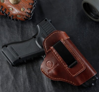 Concealed carry Universal Leather gun holster IWB tactical sub/mid compact B