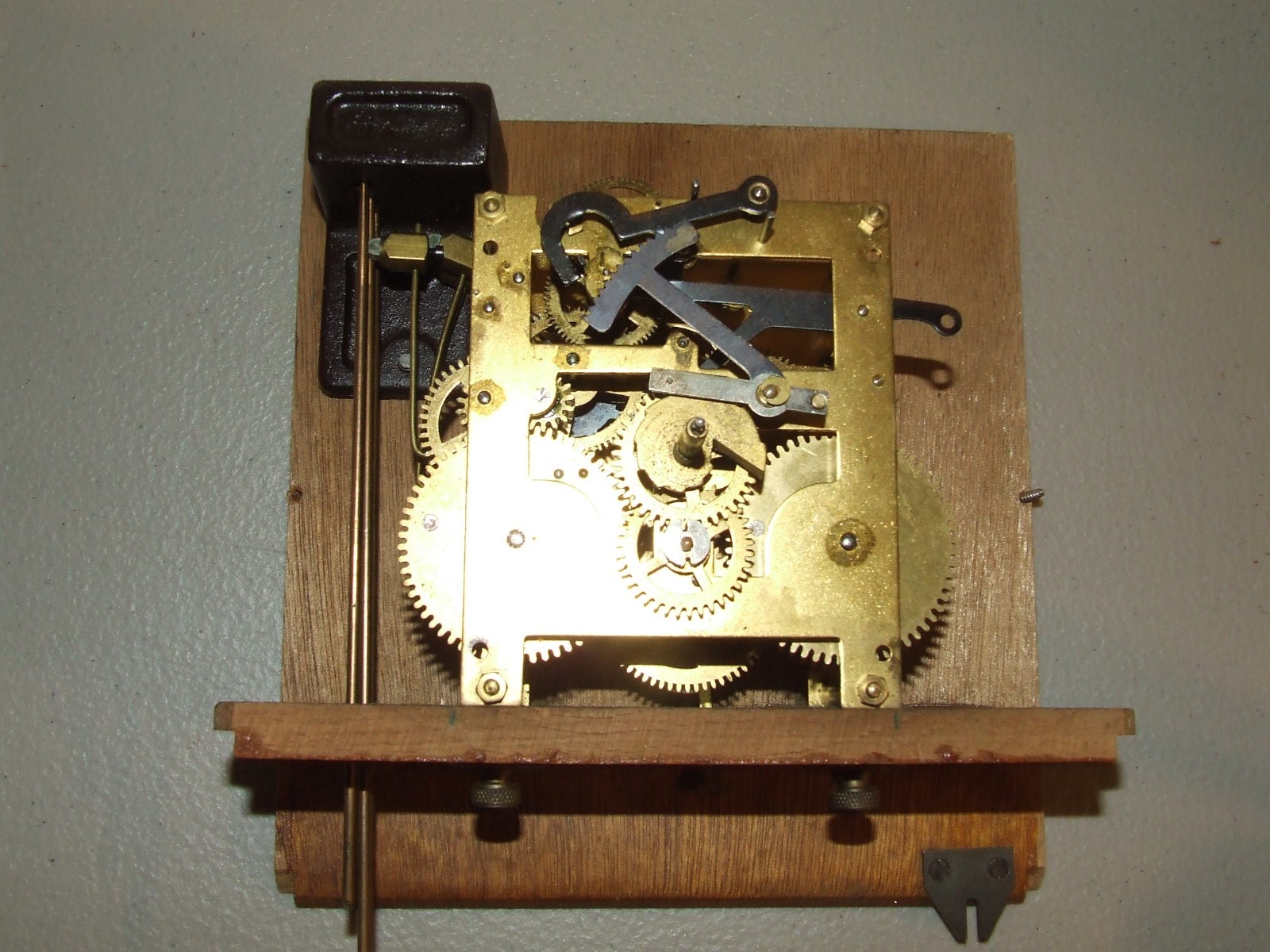 Antique Hand Painted Walnut Wag On Wall German Mid Century Mechanical Wall Clock