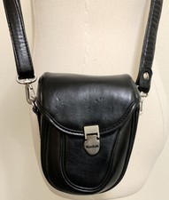 Vintage Kodak Camera Case PU Leather Black w/56  Cross Body Strap, Magnetic Snap