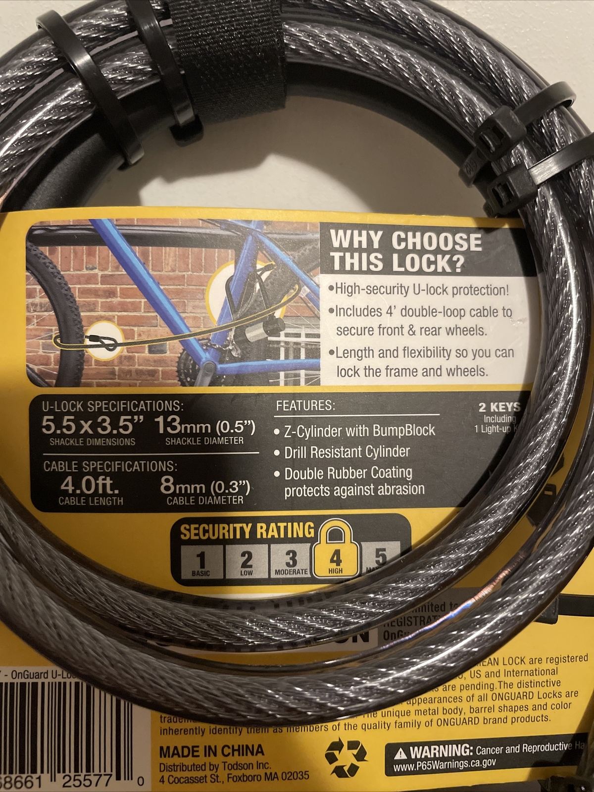 OnGuard One Mean Lock Bike ULock and 4Foot Cable 500 antitheft protection eBay