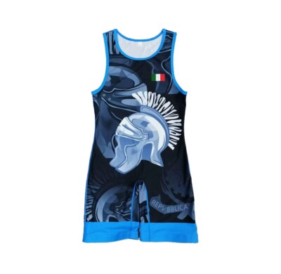 Italy Wrestling Singlet Blue