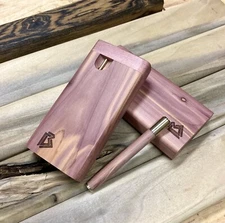 Aromatic Cedar Wood (4") Dugout Stash Box w Bat/One Hitter Pipe & Poker