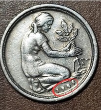 50 Pfennig Bank of German States 1949 G (Misprint 1949) See Pictures 