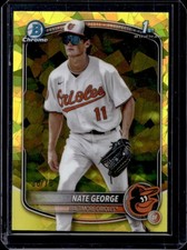 2025 Bowman Chrome Sapphire Nate George Yellow Refractor 1st #/75 Orioles