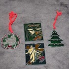 4 PC Stained Glass Look Christmas Ornaments Green Red Jesus Christianity Festive — photo 1