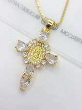 Louise Carter Virgin Mary Cross Pendant 14k Gold PVD 18"