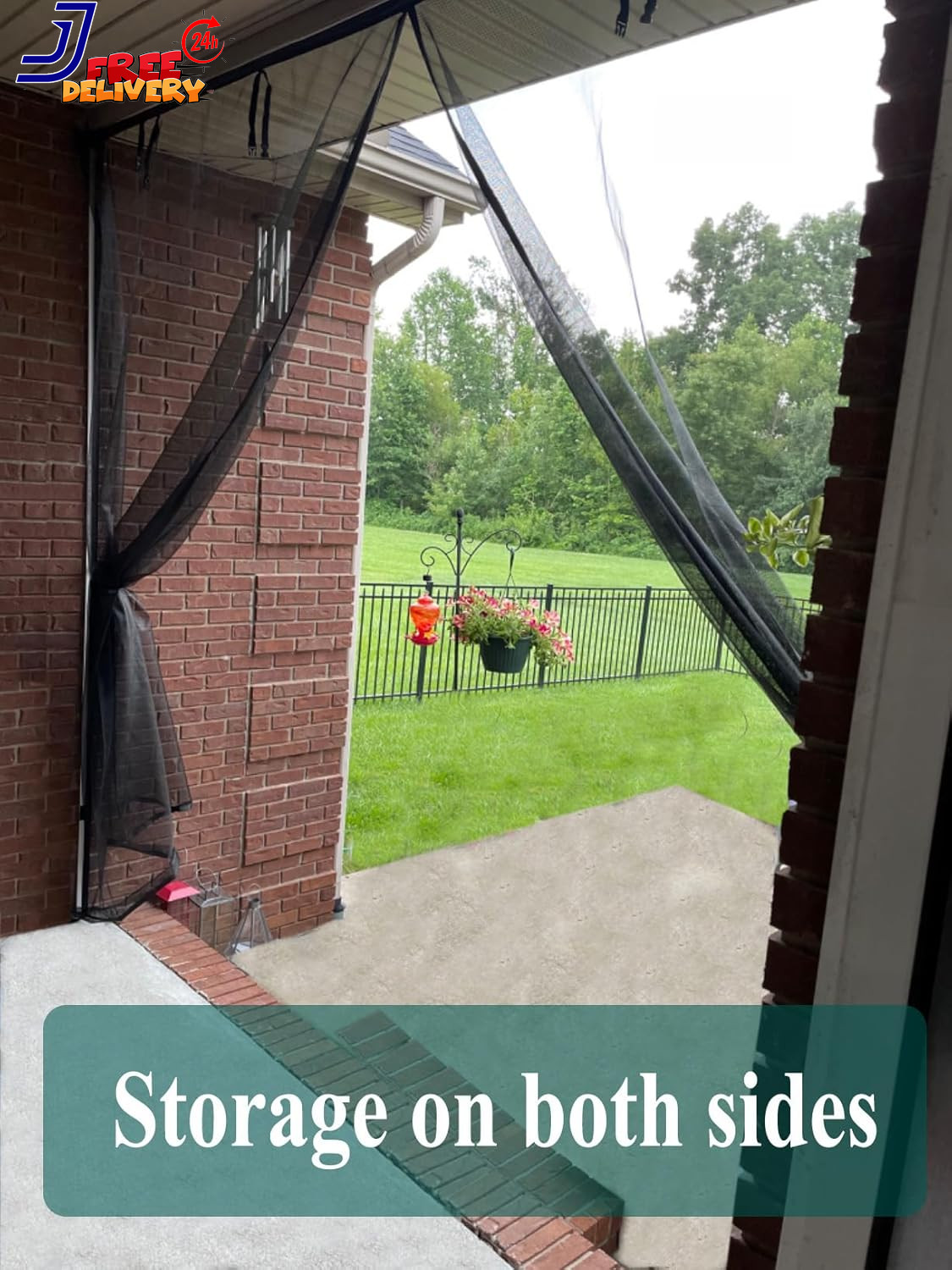 Garage Door Screen 17X10Ft for 2 Car Retractable Fiberglass Magnetic Screen Mesh