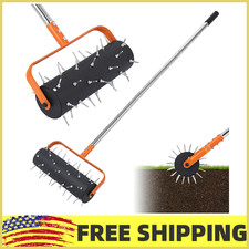15"/18" Heavy Duty Manual Rolling Lawn Aerator W/52 Spikes 67''Adjustable Hand