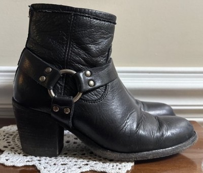 Frye Tabitha Harness Boots Black Leather Women s Size 6.5B