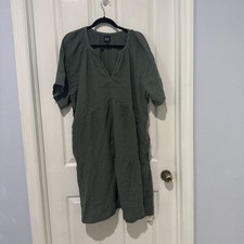 Gap Midi Dress Women Size XXL Green Waffle Knit Loose Flowy Comfort Boho