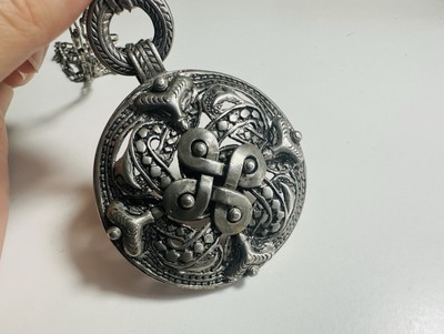 Kalevala Koru pendant made of a tin alloy and was manufactured in the 1940s
