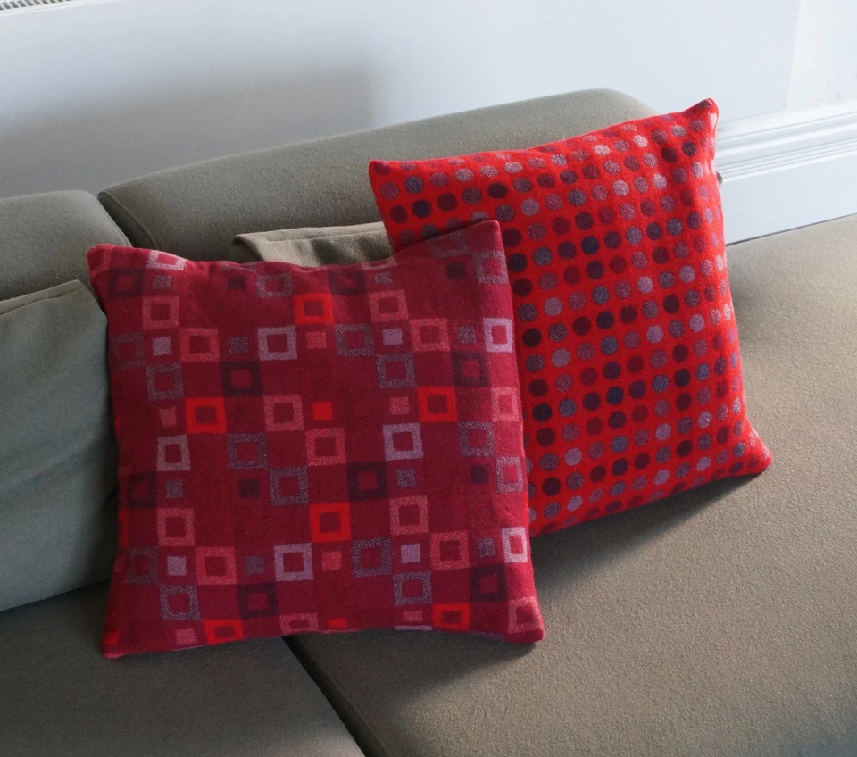 2 No. Melin Tregwynt Large Lambswool Cushions In Red - Mondo Spot + Maddison - Image 2 of 4