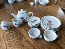 Miniature 13 Pc VTG Porcelain Tea Set Rose
