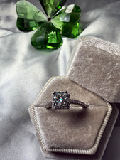 1 CT Round Halo Moissanite Engagement Ring | Size 6 | 925 Sterling Silver | NEW
